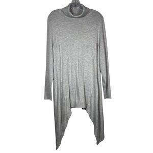 Chico's Sz‎ 2 US L Sweater Gray Turtleneck Asymmetric Hem Cotton Cashmere Blend